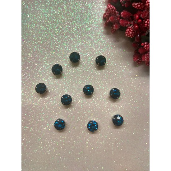 Стразы в цапах "Круг" цв. мексиканский синий, цена за 1 шт